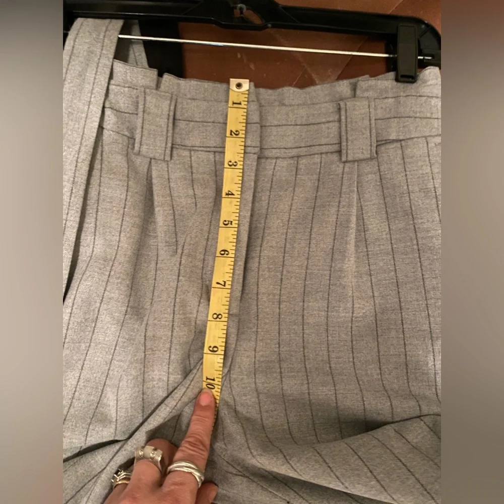 EXPRESS High waisted pin stripe pant with tie belt - Picture 8 of 8